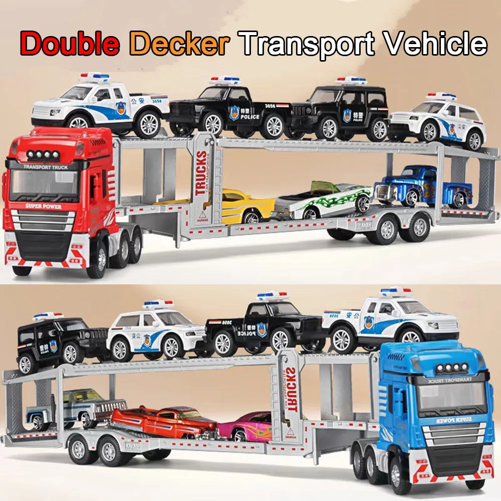 

1:48, двухэтажный прицеп, транспортный автомобиль, модели автомобилей, игрушечный сплав, литой под давлением, 2 двери, открытая миниатюрная модель багажника, подарки для детей