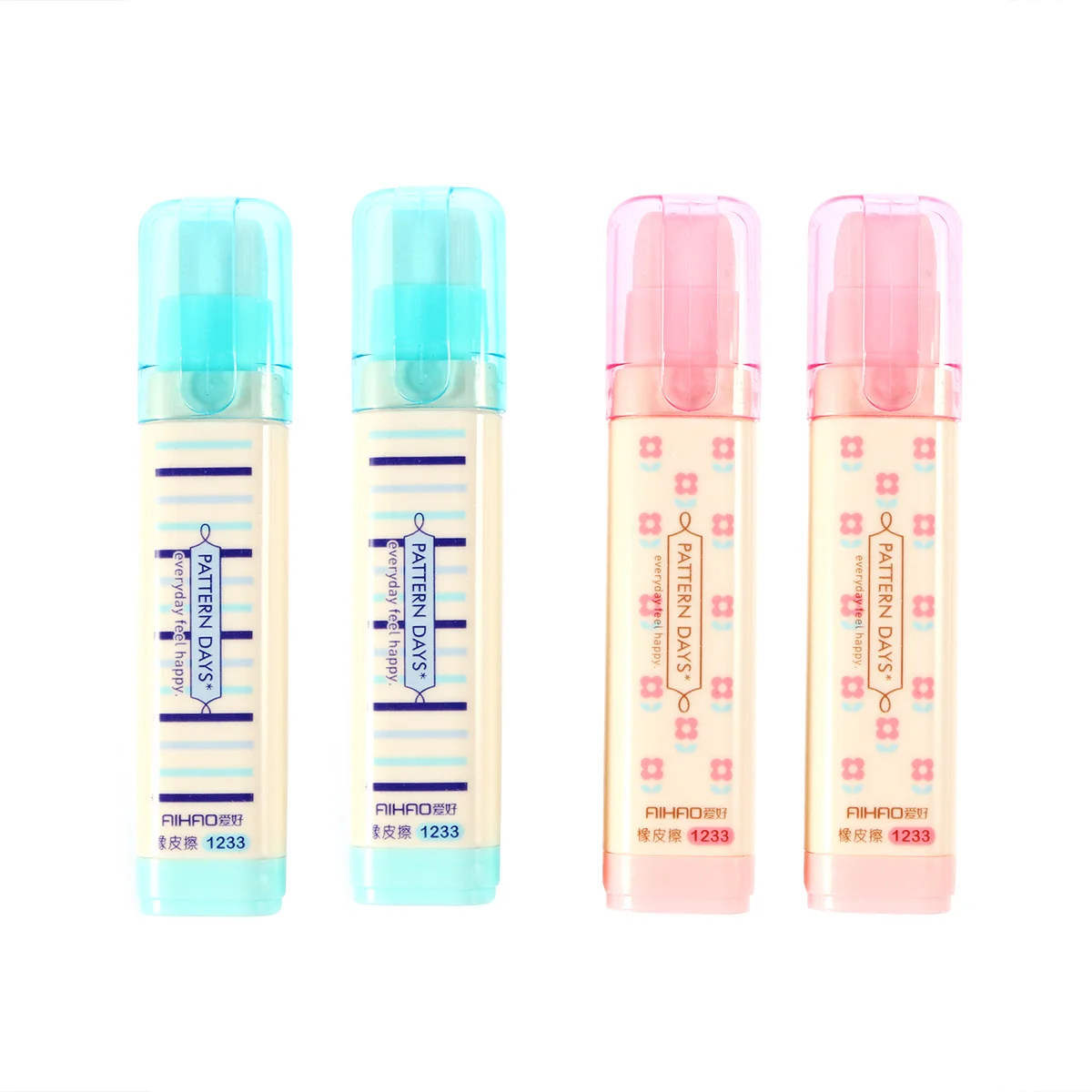 

4pcs Three Eraser For Kids Recyclable Non-Pvc Lead Pencil Eraser Pencil Erasers Stationery Supplies Mixed Color