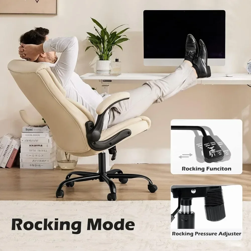 Office Desk Chair Ergonomic Adjustable Computer Desk White Office Chair Cream