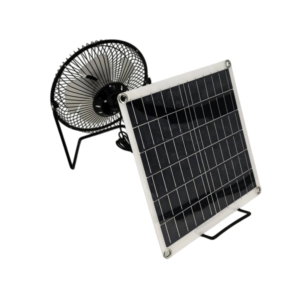 8 inch 10W Solar Powered Fan with USB Rechargeable Feature Portable Table or Floor Fan for RV Camping and Greenhouse