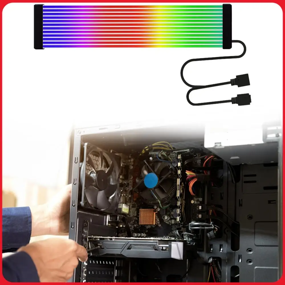5V 3Pin PC RGB GPU Cable 8/24PIN Motherboard Power Extension Cable Flexible LED Strip Light DIY Kit for Computer Power Supply