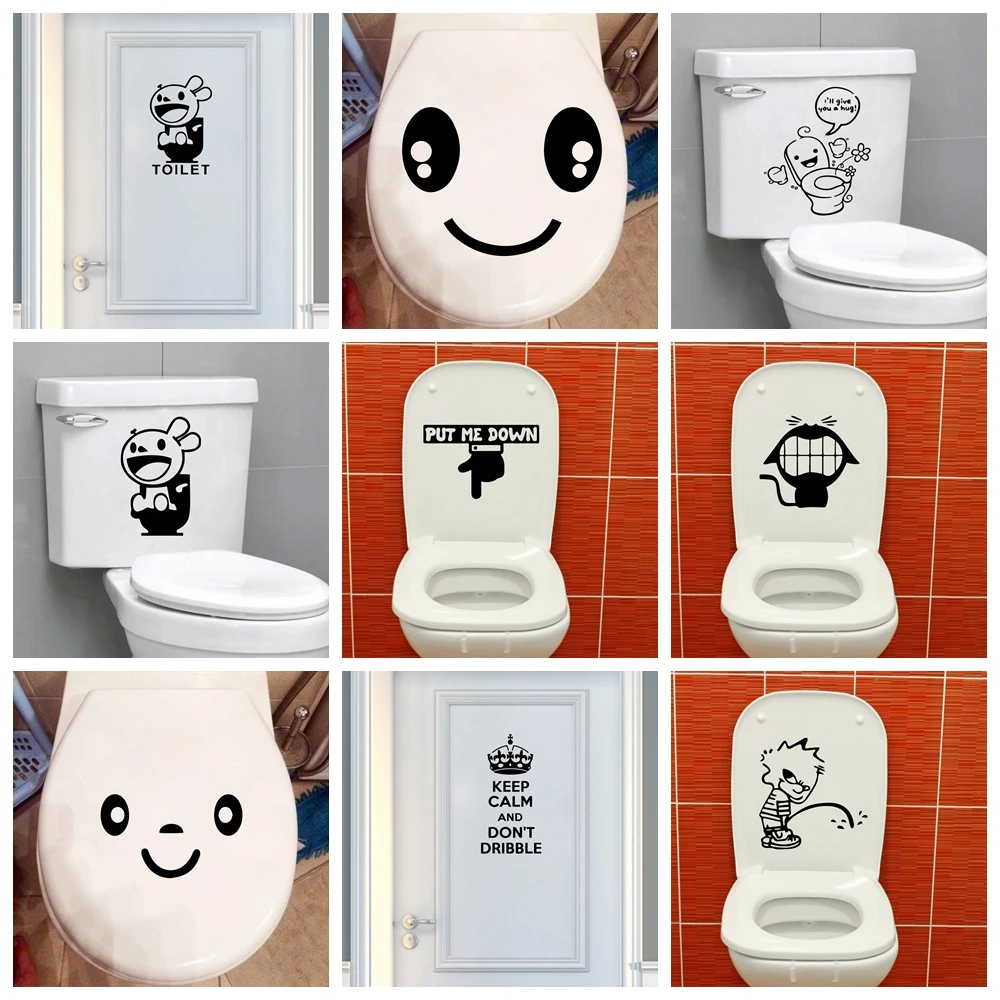 Papier peint auto-adhésif en vinyle pour salle de bain, expression étrange, décalcomanie d'art, livraison gratuite, 1 pièce