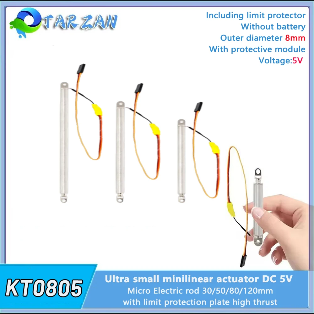 8mm Small Tube Linear Actuator Retractable Pen Type 30/50/100mm Metal Electric Push Rod 5V Max Load 3kg For Truck Car Boat Toy