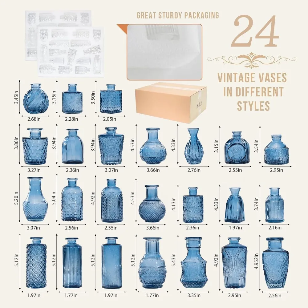 

24PCS Mini Bud Vases As Wedding Centerpieces for Tables,Clear Bud Vases for Flowers