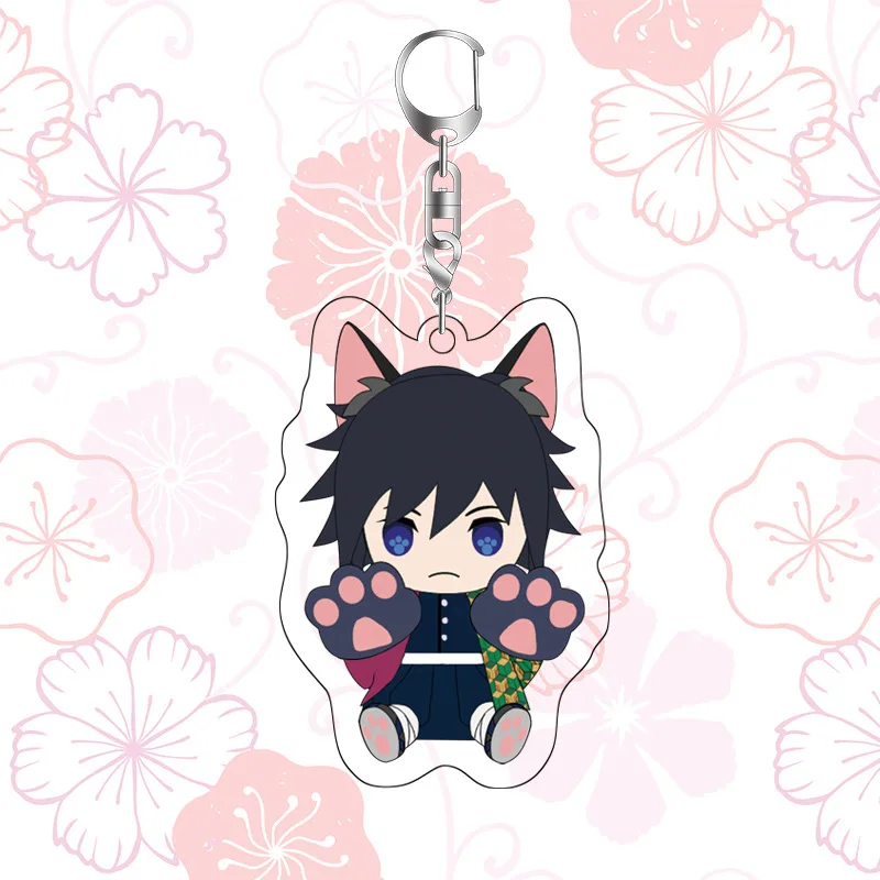 Lindo llavero acrílico de Anime Kamado Tanjirou Nezuko Makomo Agatsuma Zenitsu Hashibira Inosuke lindo un bolso de cuerda paquete adornos