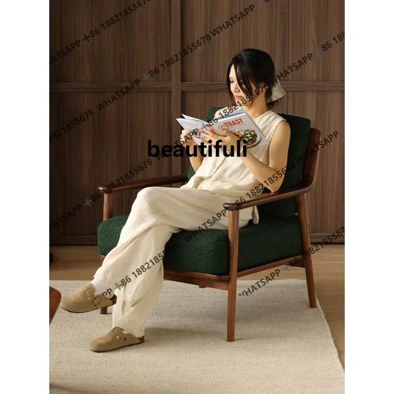 

X Black walnut single sofa chair household living room balcony leisure chair