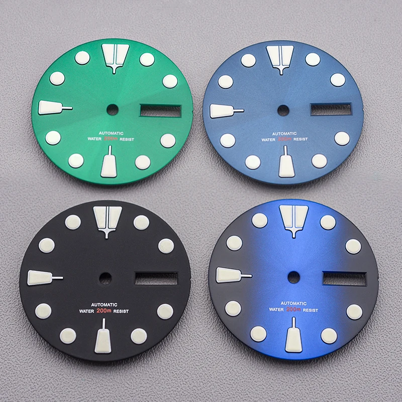 

28.5 mm Dial Green Luminescent Double Date Dial Compatible With SKX007 SRPD/Samurai King /6105 Turtle case NH35 NH36 Movement