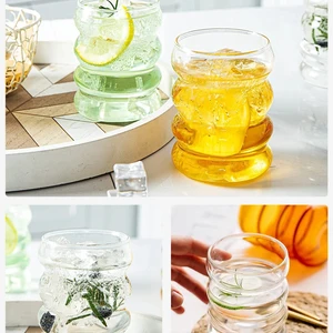 Leeseph 4 PCS Creative Glass Cups Vintage Coffee Mug với kính thẩm mỹ với rơm 12 Bán hàng chính sạch sạch - 8