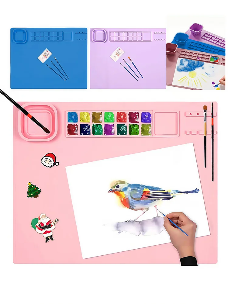 1PCS Silikon Malerei Pad Pinsel Halter Silikon Kunst Malerei Palette Waschbar Graffiti Matte Geburtstag Geschenk Ölfarbe Pad – Detail 4