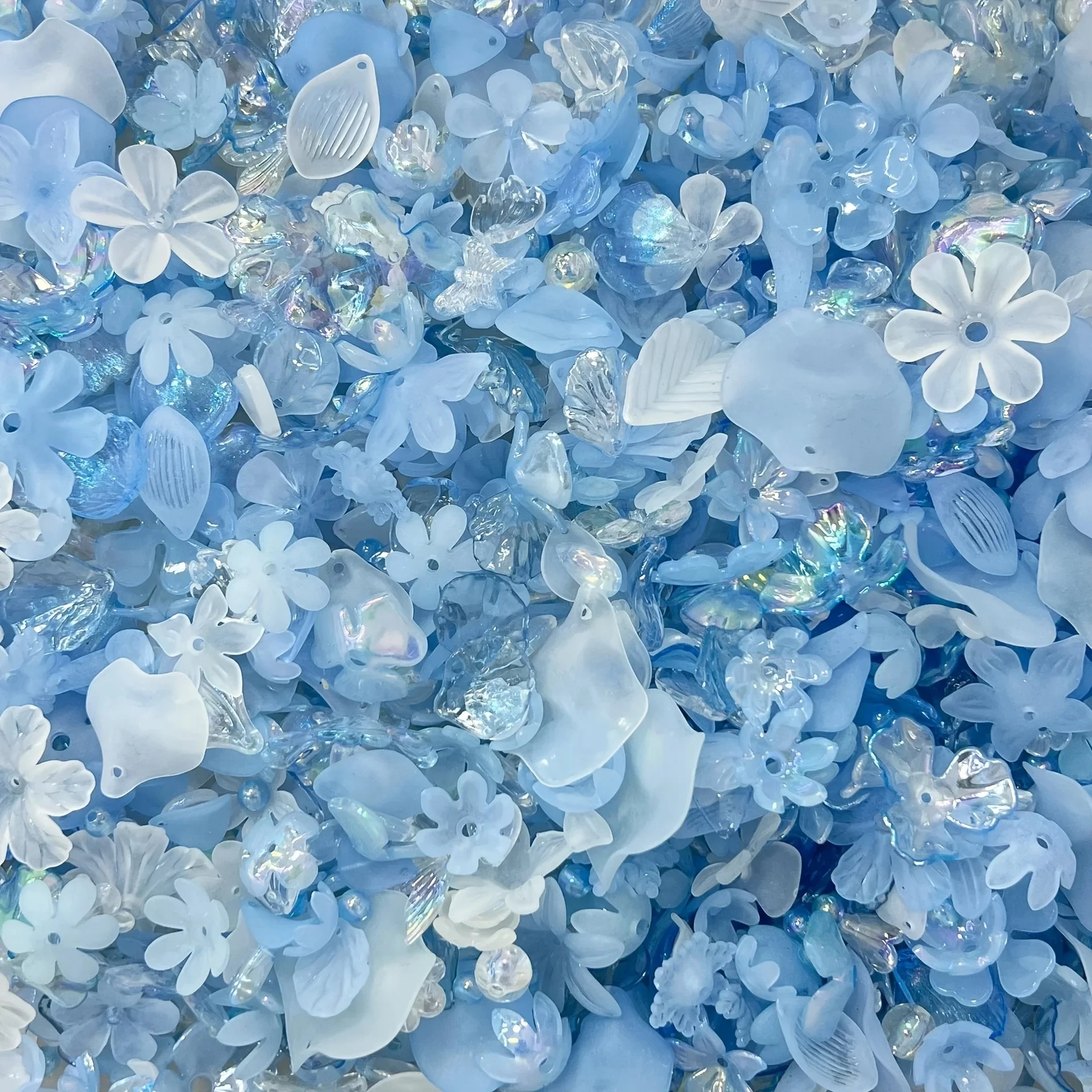 40g Matte Plated Colored AB Petal Leaf Acrylic Beads