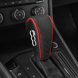 1pcs Car Shift Handle Cover PU Leather Non-slip Wear-resistant For Fiat 500 500L 500X 500C Creative Universal Car Accessories