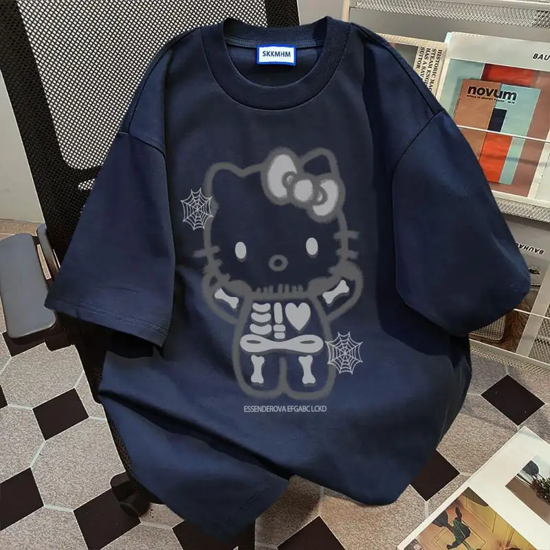 Kawaii Sanrio Hello Kitty T-shirt met korte mouwen Nieuwe stijl Amerikaans studentenmeisje Hoge kwaliteit korte mouwen Cartoon zomer los