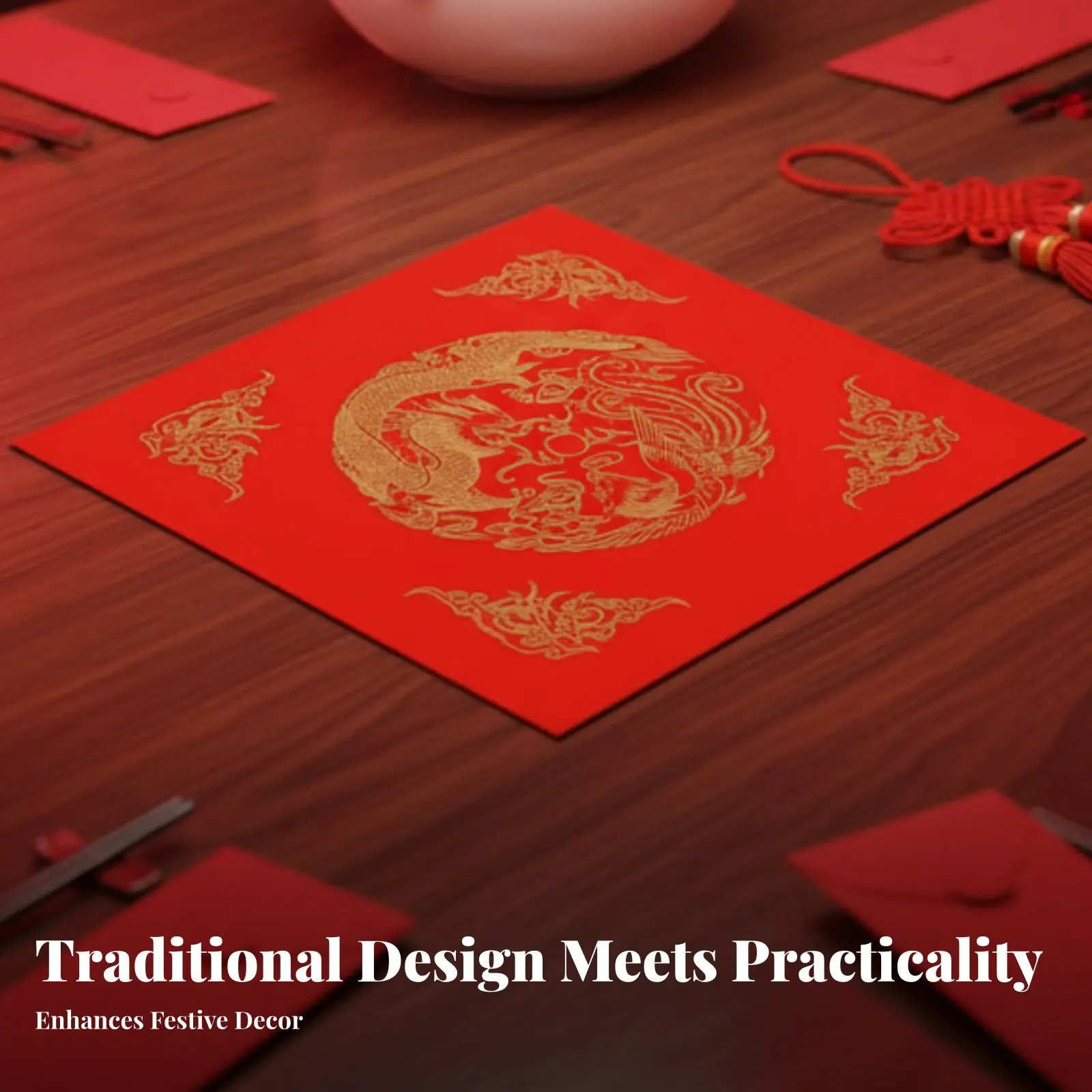 

Xuan Paper, Blank Red Couplet Sheet, Square Fu Chun Calligraphy, Chinese New Year Decoration