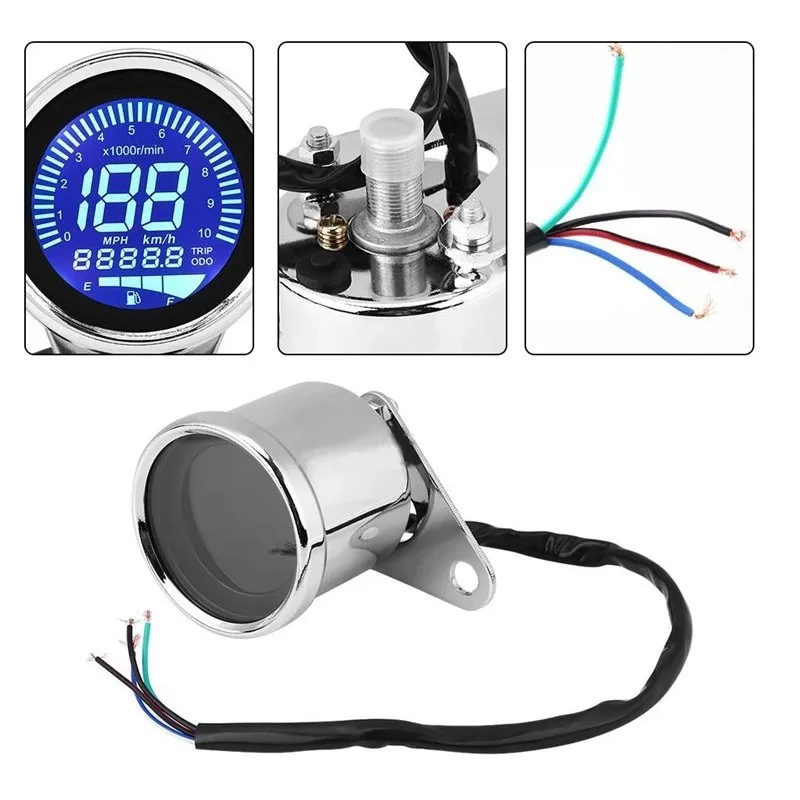 Motorcycle instrument retro modified odometer speed and oil volume integrated LED liquid crystal display instrument assembly