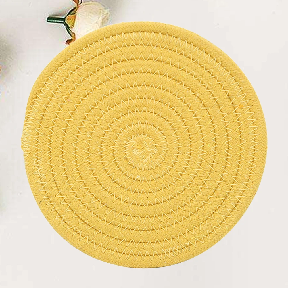 

Round Table Mats Cotton Heat Insulation Pad Woven Pads Household Place for Dining Child