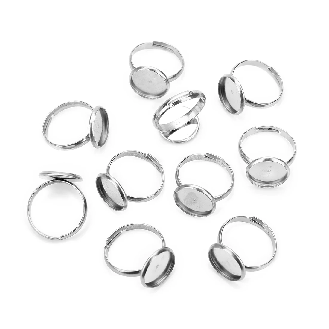 20pcs/lot Adjustable Blank Ring Base Fit Dia 8 10 14 16 18 20 mm Glass Cabochons Cameo Settings Tray Diy Jewelry Making Ring