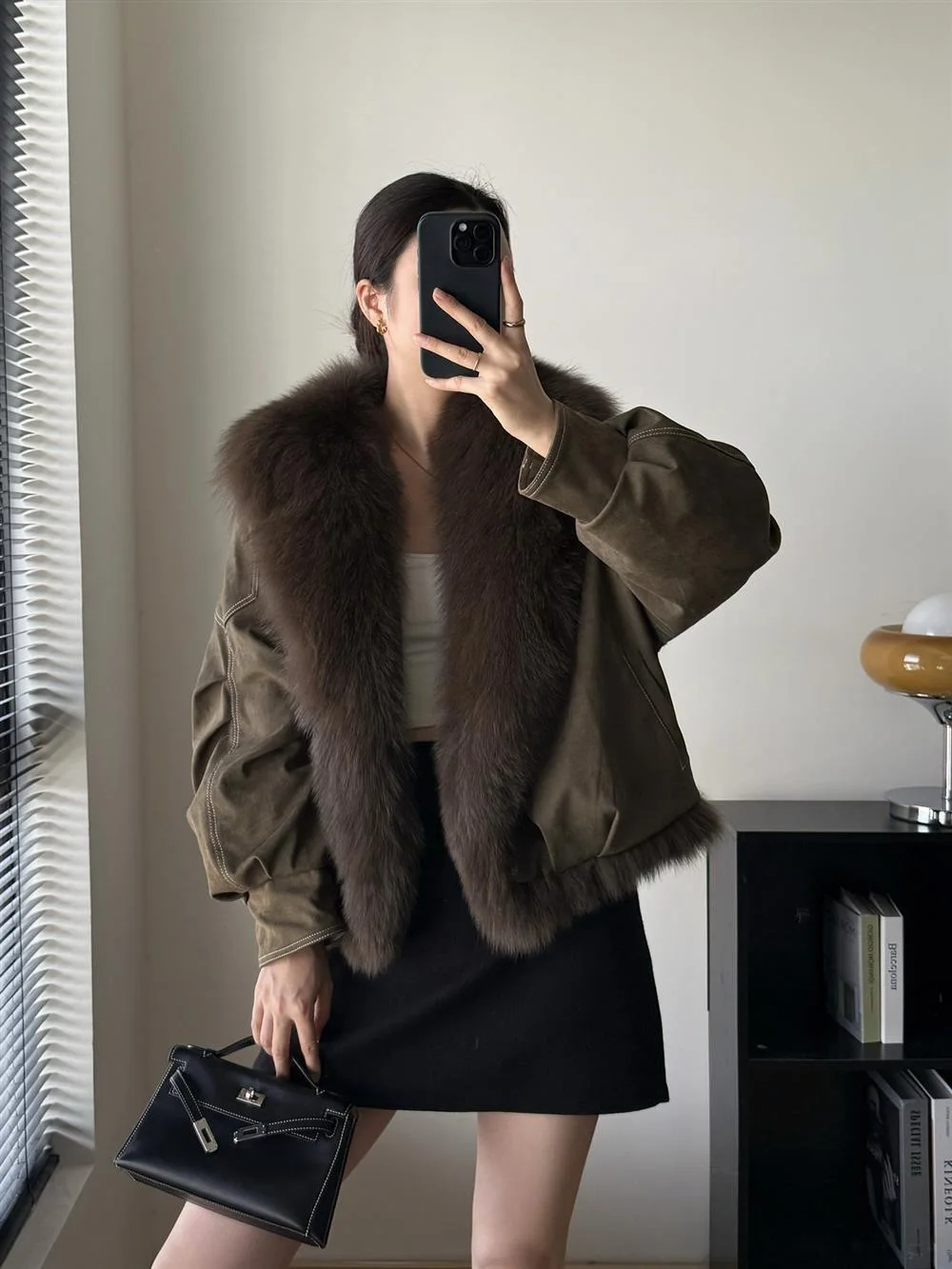2026 Winter New Solid Color Fur Collar Splicing Versatile Short Jacket Women's Long-sleeved Parker Thickened Down Cotton Jacket