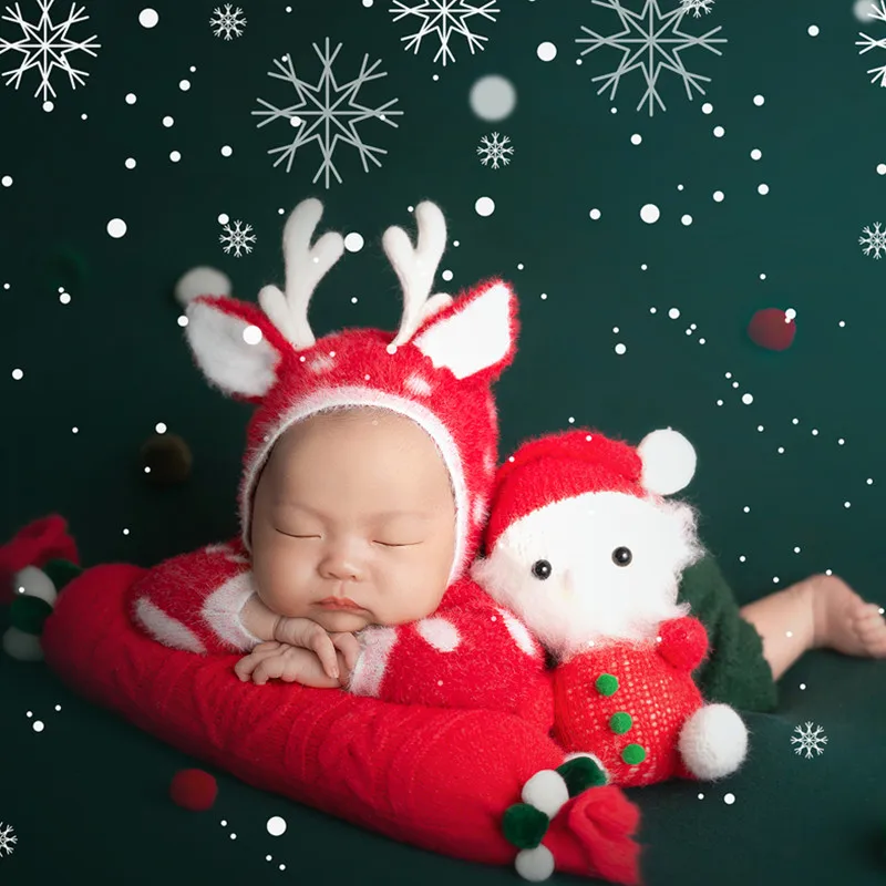 ❤️Newborn Photography Christmas Clothing Cute Hat+Top+Pants 3Pcs/Set Baby Photo Props Accessories Studio Shoot Clothes Outfits