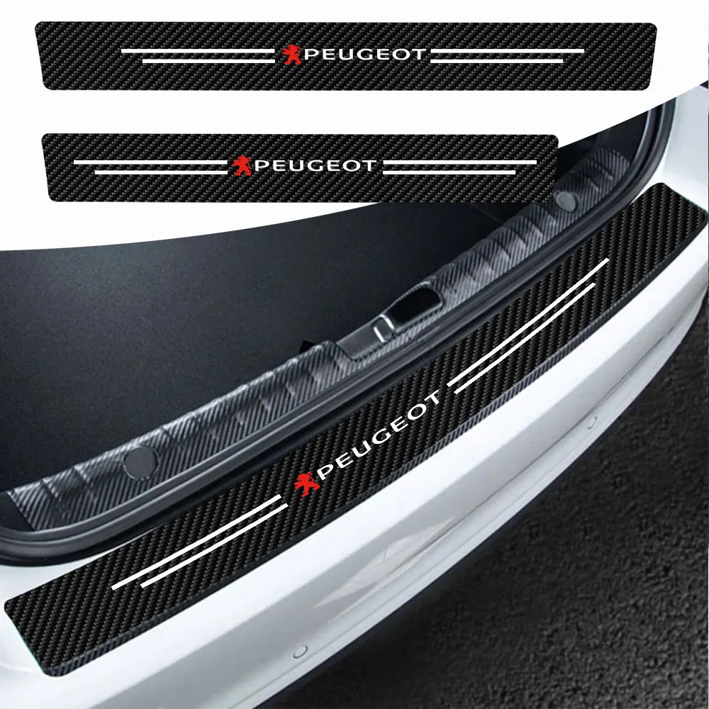 Carbon Fiber leather Car Trim Bumper Door Sill Anti Scratch Guards Car Sticker for Peugeot 206 3008 308 307 106 Auto Valve Cap