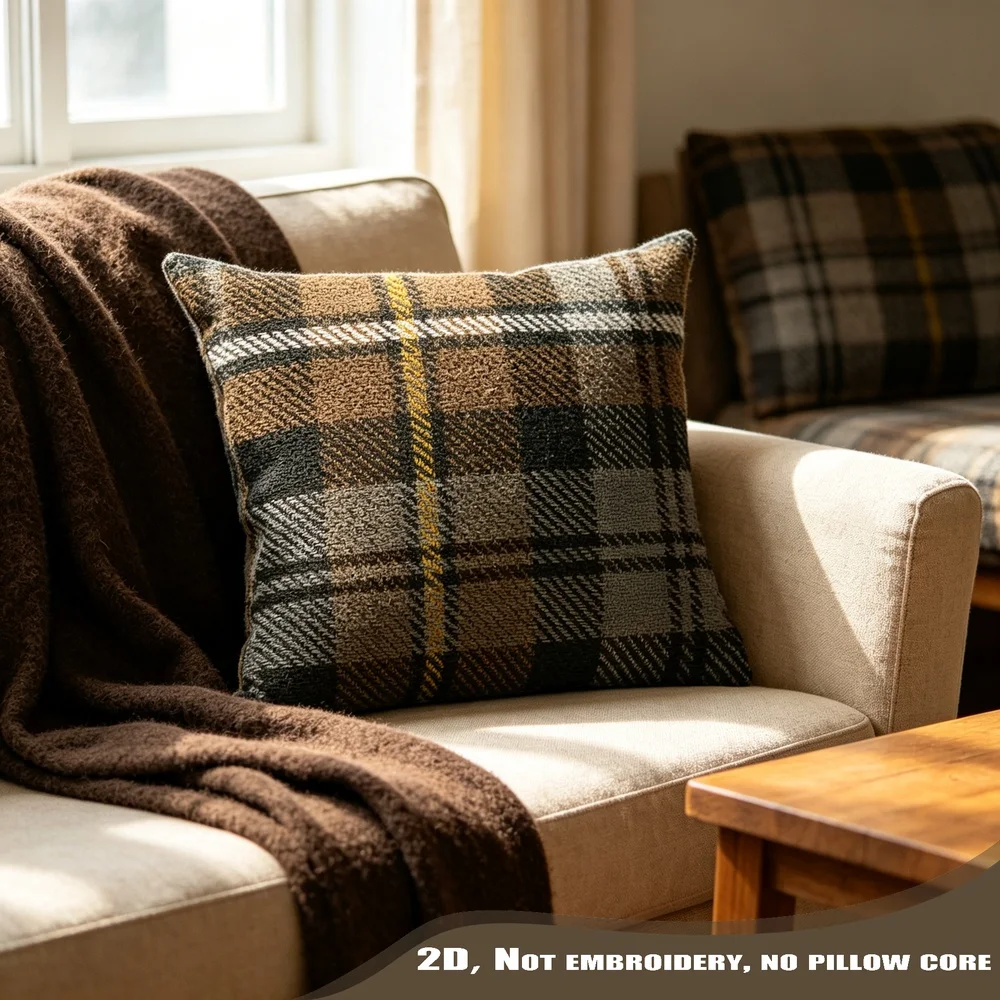 1PC Argyle Scottish Plaid Tartan Pillow CoverPolyester Cushion Case for Sofa Couch Living Room Bedroom Home Decor