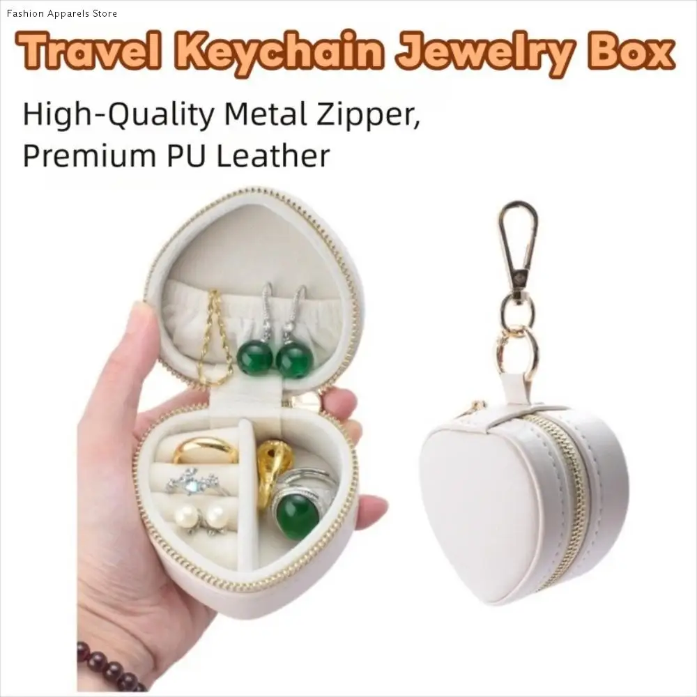 

Mini Jewelry Box Keychain Jewelry Display Earring Organizer Portable Ring Box Heart-shaped Storage Case Travel Bag Pendant Gifts