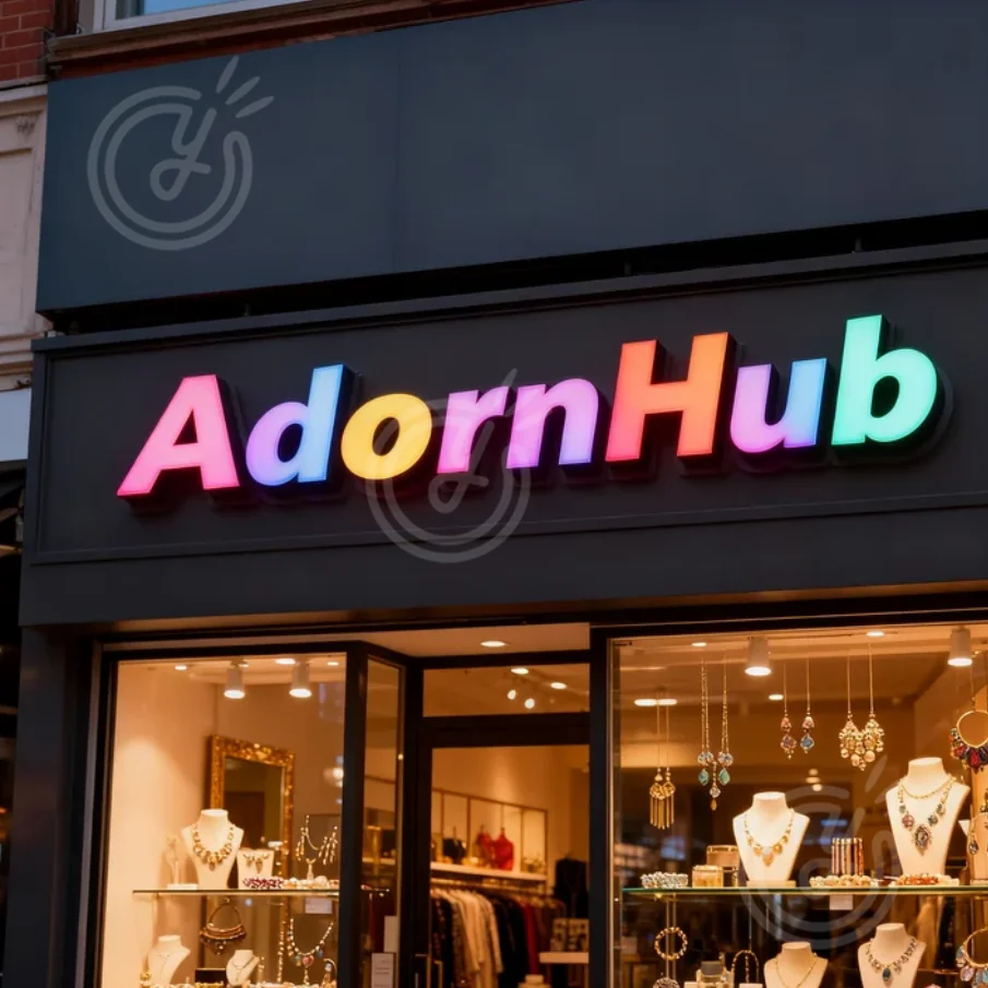 Custom 3d RGB Led Letter Wall Signage Business Advertising Colorful Change Letter Logo Light Up Letter Signboard AdornHub Logo