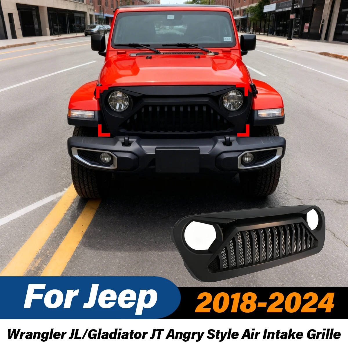 

Для Jeep Wrangler JL/Gladiator JT 2018 2019 2020 2021 2022 2023 2024 автомобильный комплект для модификации воздухозаборной решетки Angry Style