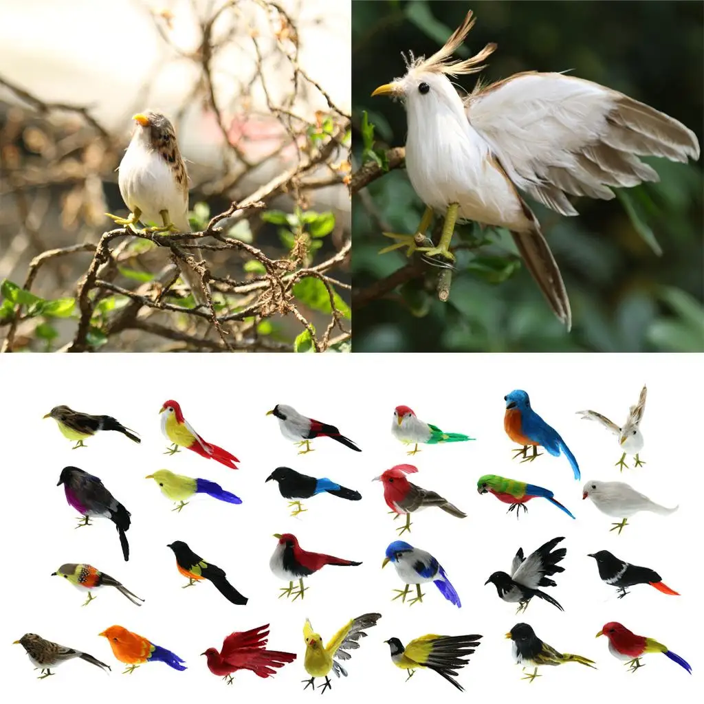 Feathered Realistic Artificial Bird Home Decoration Garden Figurine for Backyard Event Photography Display