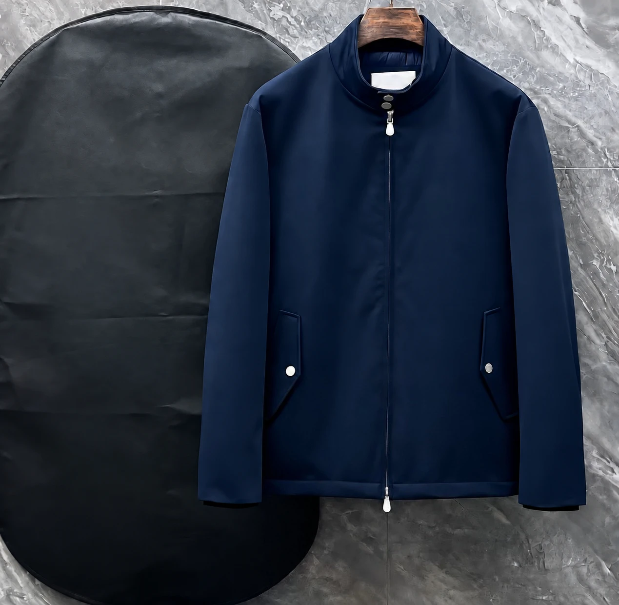 Italian BC old money style embroidered stand-up collar down jacket