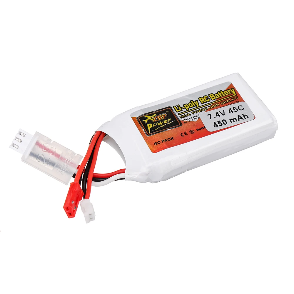 ZOP Power 7.4V 450mAh 45C LiPo Battery JST Plug for Betafpv Pavo 80.8mm Wheelbase F4 1S Whoop 80.8mm Wheelbase F4