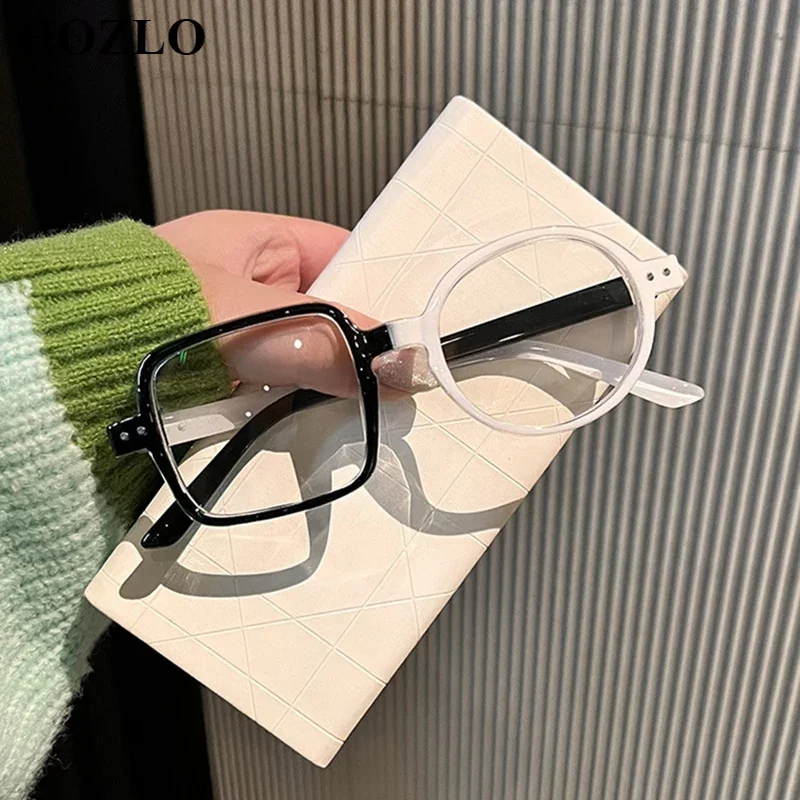 

Asymmetrical Anti Blue Myopia Prescription Glasses For Women Men Square Round Rivets Retro European American Fashion Spectacles