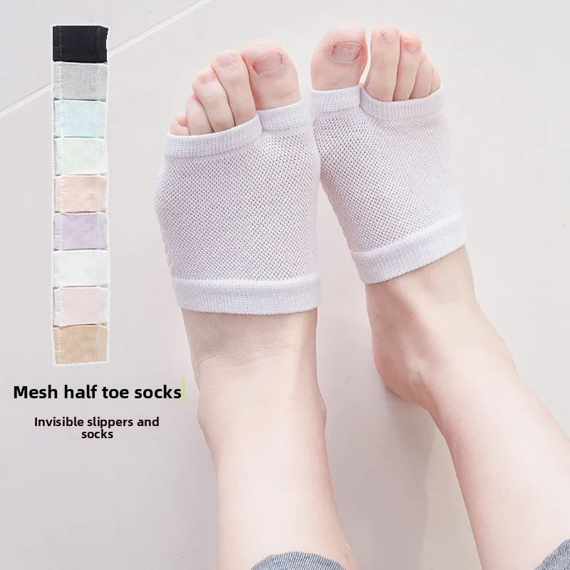 

Невидимые носки с полуподошвой — летние тонкие дышащие носки из чистого хлопка для передней части стопы, носки средней длины, носки-сандалии с двумя пальцами