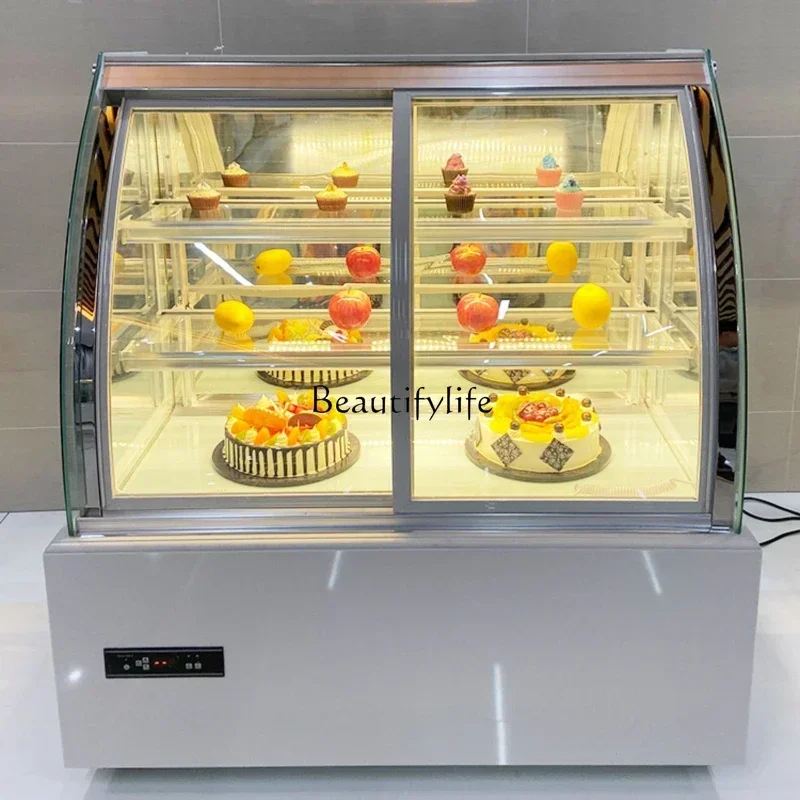 

Arc Front Door Cake Refrigerated Display Cabinet Glass Air-Cooled Fruit Pastry Dessert Fresh-Keeping