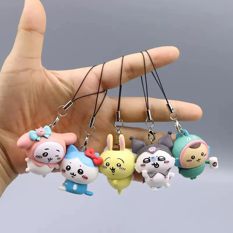 Llavero de Hello Kitty de 4 cm, Figura de Anime CHIIKAWA, Cinnamoroll, Osito Pachacco, Kuromi, Kawaii, DIY, Regalos para Niños, Juguete