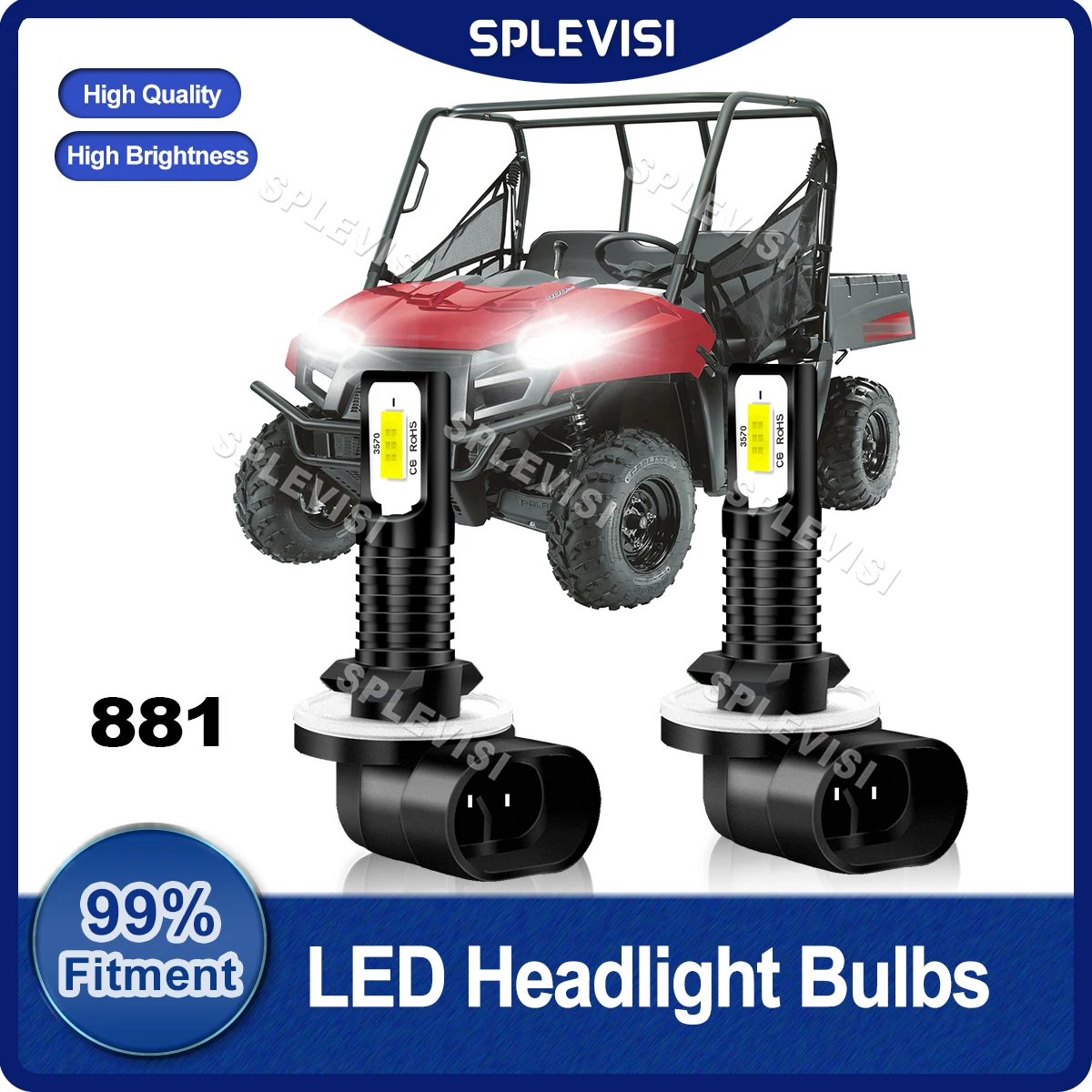 Plug And Play 881 LED Headlight For 2012 Polaris Ranger 400 4x4 For 2013 Polaris Utility Ranger 400 Midsize UTV Headlamp Bulbs