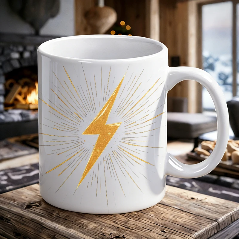 Bastille Day Mug Coffee Cup Ceramic Cup Powerful Lightning Bolt Starburst Wall Art - A Bold Statement Piece for Home Decor