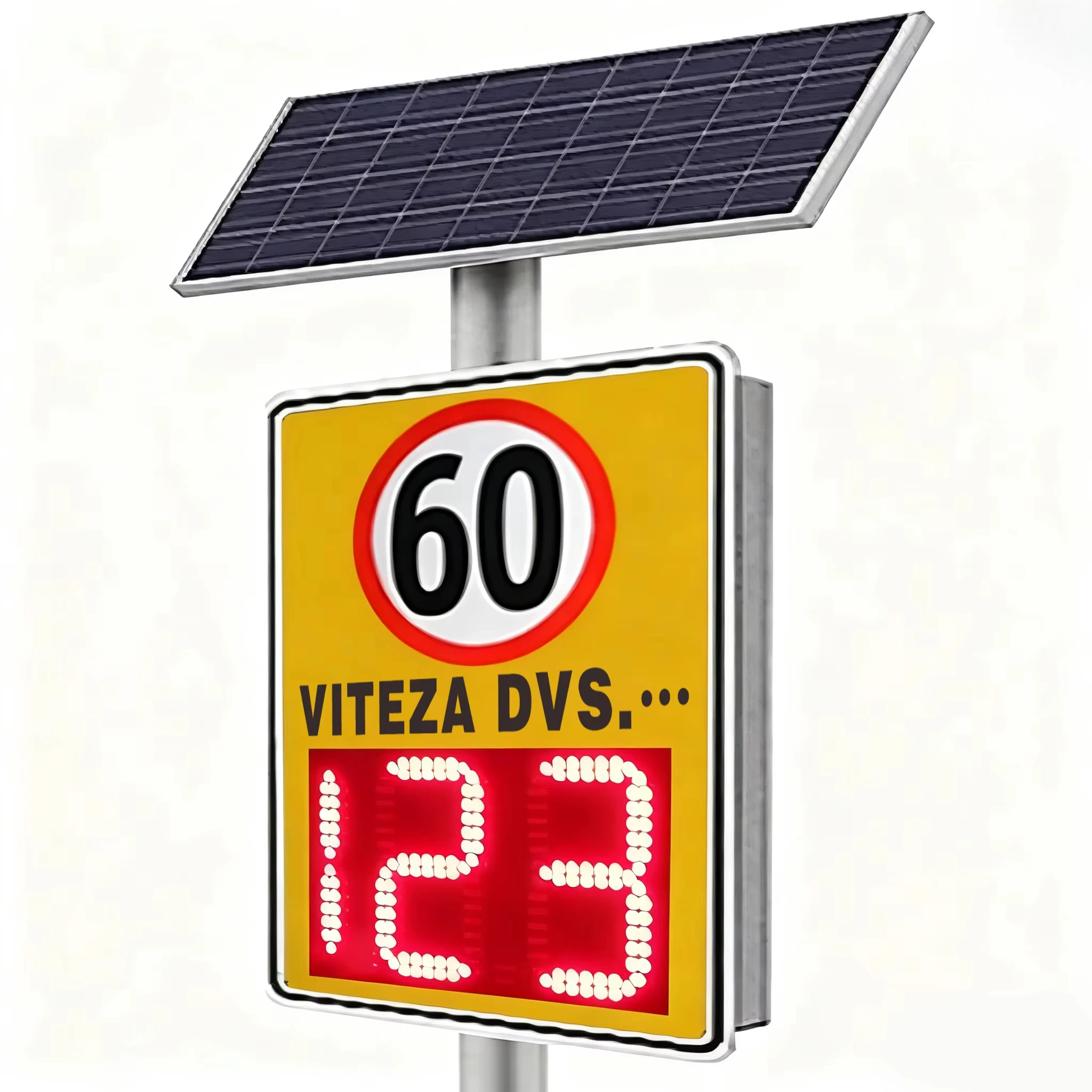 

Solar Powered Radar Speed Display Sign Customizable Road Warning LED Radar Speed Limit Sign