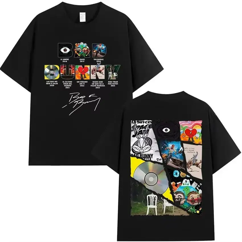 Y2k Fashion Top Rapper Bad Bunny Tour 2025 Album Merch T Shirts Debi Tirar Mas Fotos DTMF Graphics Cotton Printed T-shirt Unisex image 2