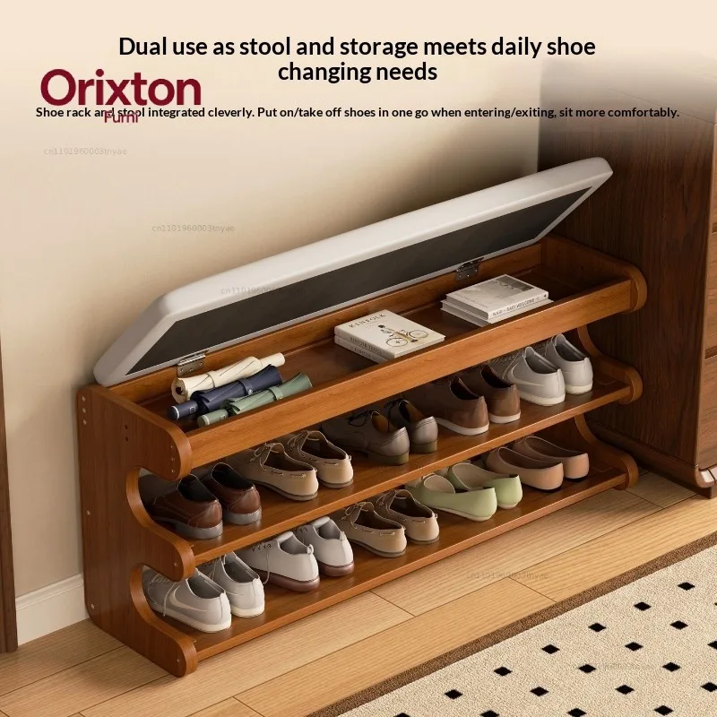 Home Furniture Flip Top Shoe Bench Storage Ottoman Entryway Upholstered Seat Shoe Cabinet Hidden Compartment Mudroom
