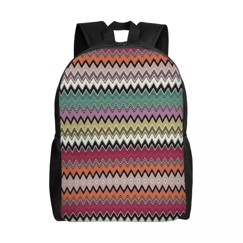 

Colorful zig zag chevron laptop backpack women men basic bookbag for college school student bohemian geometric bag