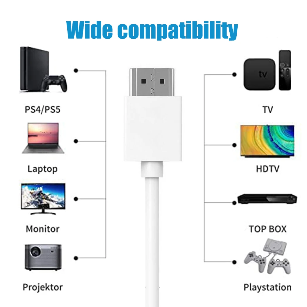 Cable HDMI 2.0 4K Blanco con ARC y Ethernet para PS5 Xbox - imagen 5