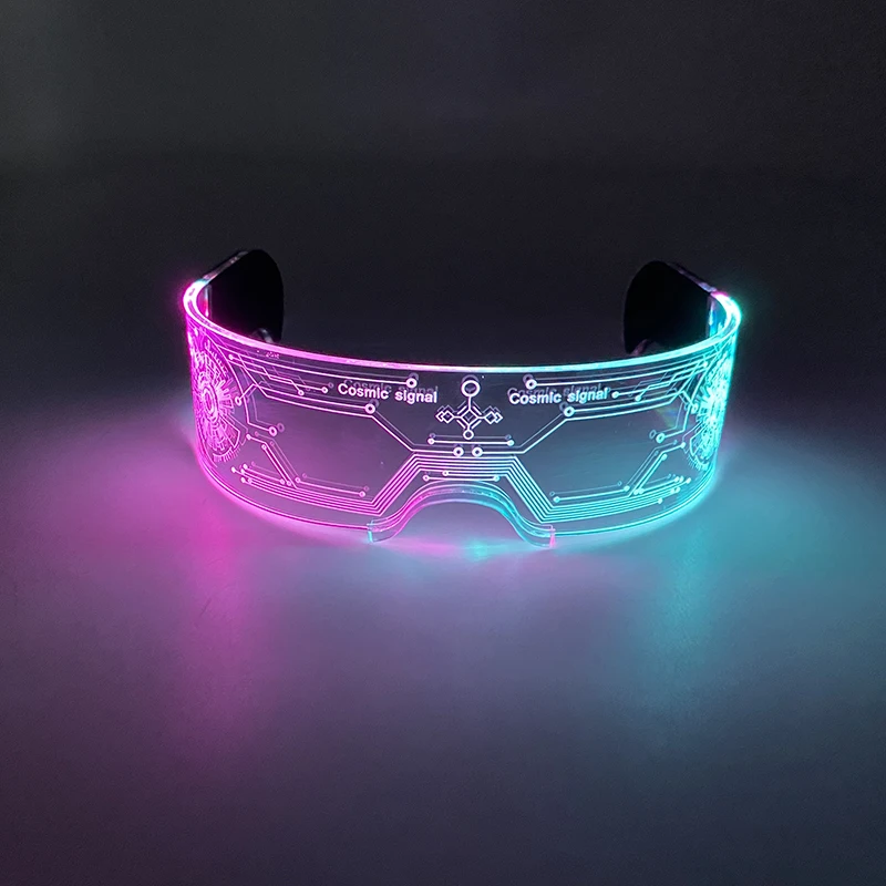 2024 Popular Luminous Futuristic Glasses LED Neon Acrylic Glasses Glowing Light Cyberpunk Bar Party Glasses Birthday Club Props