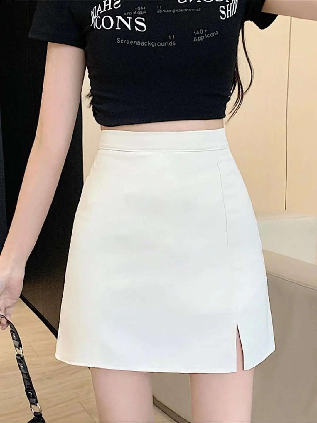 White High Waist Suit Short Skirt Women's Autumn New High Waist Professional A-Line One-Step Split Bodycon Skirt