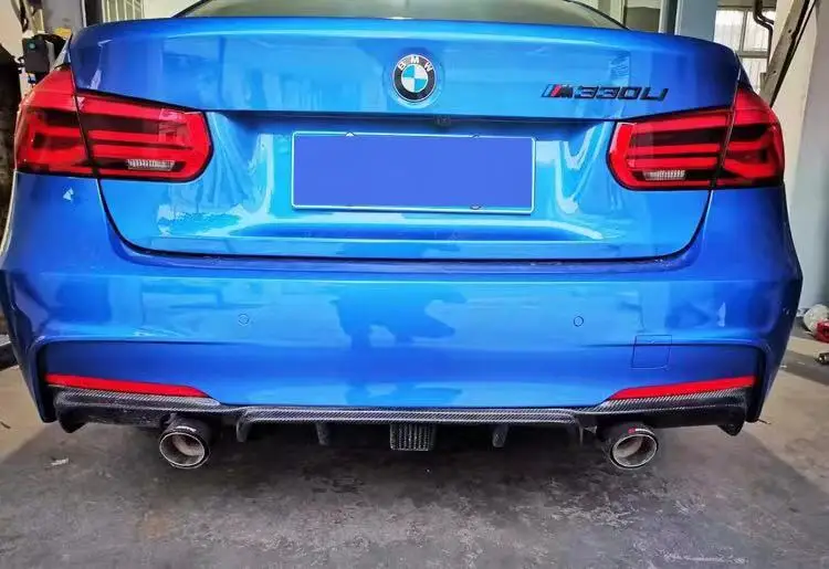 Carbon Fiber Rear Diffuser Dual Muffler Single Out for BMW 3 Series F30 F35 320i 328i 335i 340i M-Sport 2012-2018