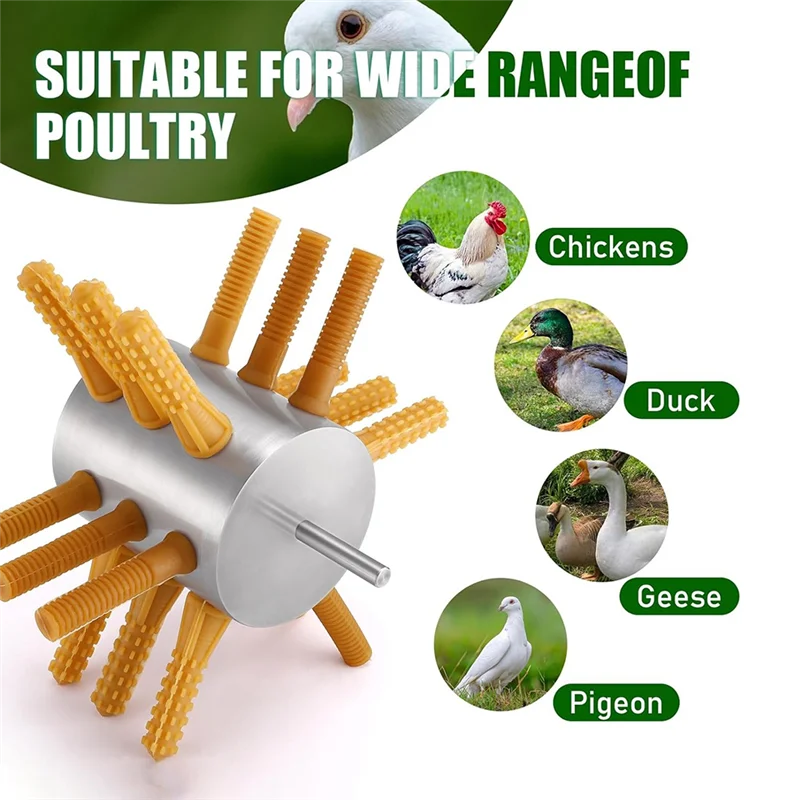A24P 1 قطعة مزيل ريش الدواجن، جديد 18 إصبعًا، فضي وبني 0.4 بوصة مثقاب ناتف الدجاج، ناتف الدواجن Mac