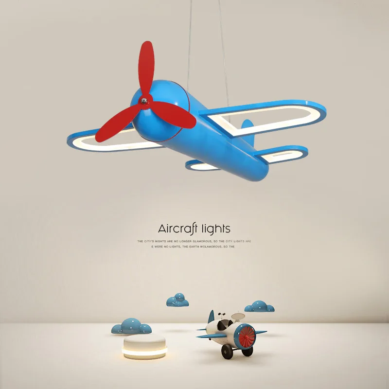 غرفة أطفال جديدة وبسيطة وحديثة، وأضواء قلادة لغرفة نوم الذكور والإناث، وأضواء طائرة إبداعية لحماية العين من LED #1