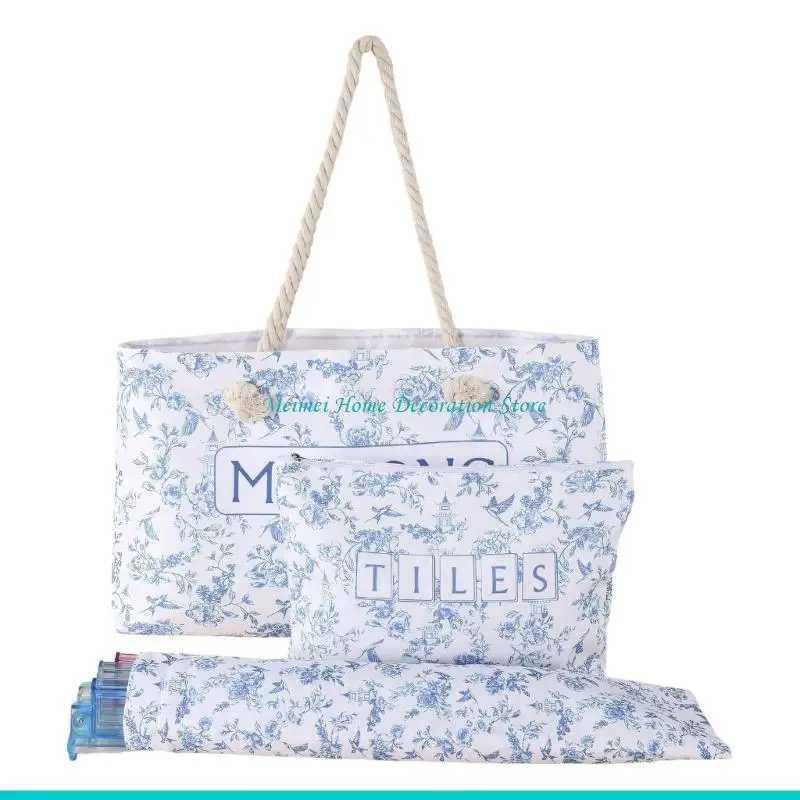 H7BF Sturdy Polyester Cosmetic Case Featuring Mahjong Design And Zippers Closure