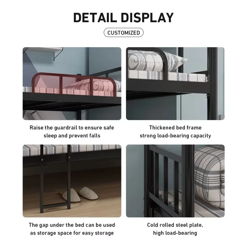 سرير ذو طابقين للبيع سرير حديدي بإطار فولاذي بطابقين مضاءة Superpos En Metal Travailleur Lit Adulte Superpos #6