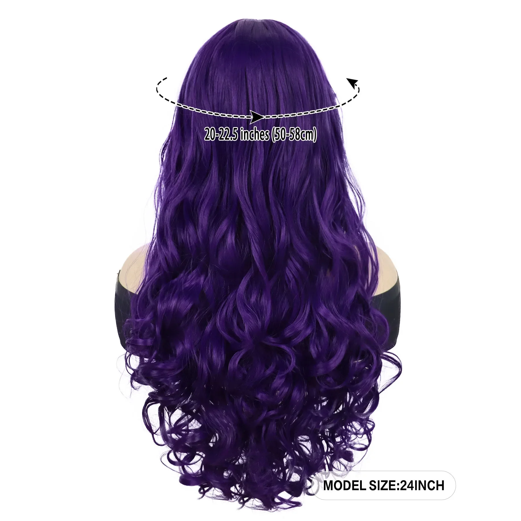 ? Siya Purp Purple COSPLAY  FESTIVAL Wig?*NWT* 24 Inch Dark Purple Wig with Bangs Long Wavy Curly Hair  main image 2