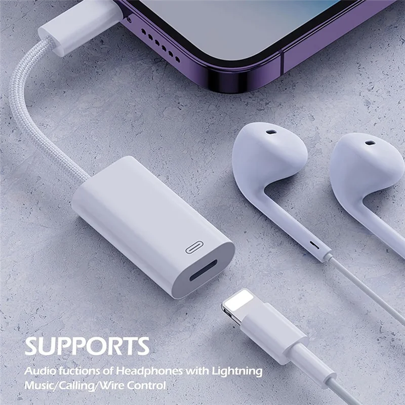 【New User Coupon】USB C Male To For Interfac Female Cable Converter Support Charging+Headphone+Call+Data Transmission For I